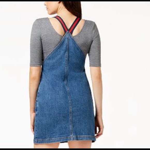 M1858 created for Macy’s denim jumper mini dress - Picture 3 of 10